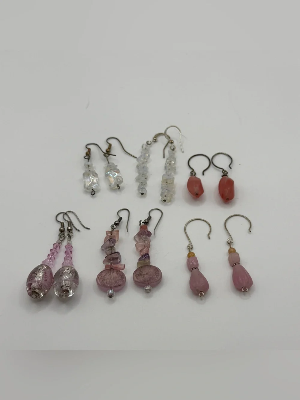 Set of 6 Pink glass Multi-Pair Women’s Earring Set